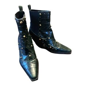 Vince Camuto Studded Dark Green Western/Cowboy Ankle Boots